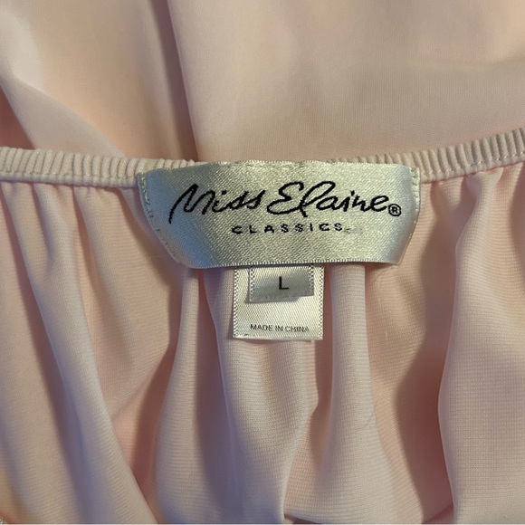 Miss Elaine Classics Nightgown Long Pink Tricot Silky Cap Sleeve Womens Size L - Picture 4 of 8